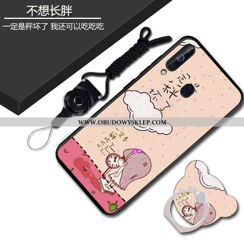 Futerał Samsung Galaxy A60 Nubuku Czarny Kreskówka, Pokrowce Samsung Galaxy A60 Wiszące Ozdoby Telef