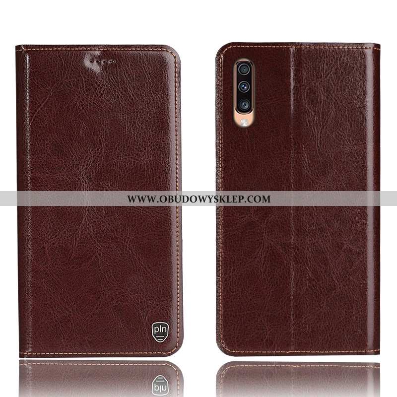 Futerał Samsung Galaxy A70s Skórzane Etui Szary Futerał, Pokrowce Samsung Galaxy A70s Wzór Szara