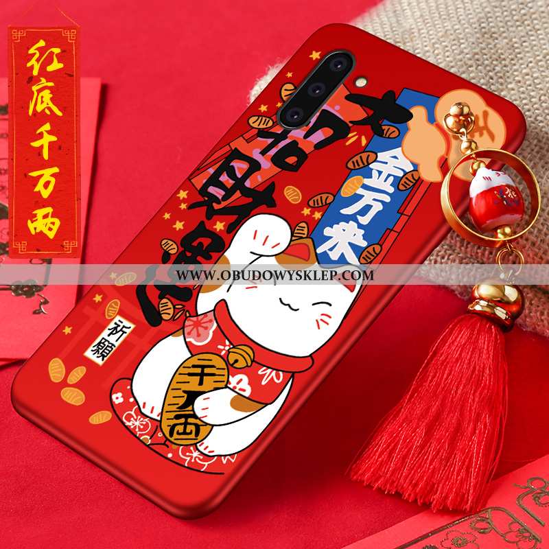 Futerał Samsung Galaxy Note 10 Trendy Kotek Czerwony, Pokrowce Samsung Galaxy Note 10 Cienkie Czerwo