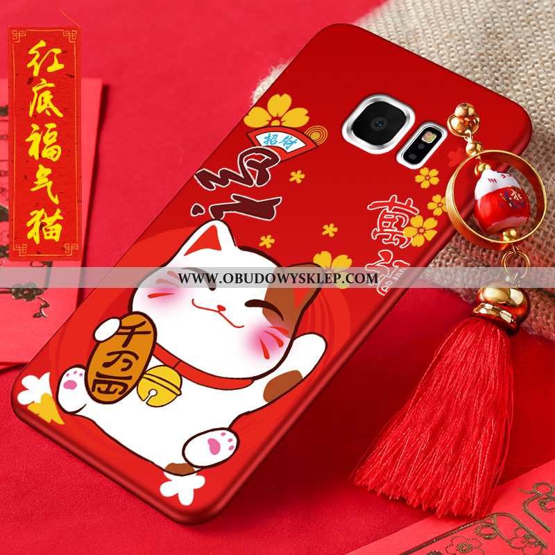 Futerał Samsung Galaxy S6 Edge Nubuku Czerwony Anti-fall, Pokrowce Samsung Galaxy S6 Edge Trendy Bog