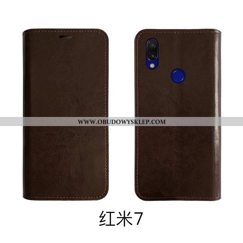 Futerał Xiaomi Redmi 7 Prawdziwa Skóra Pokrowce Ochraniacz, Xiaomi Redmi 7 Skóra All Inclusive Brązo
