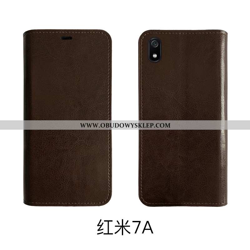 Futerał Xiaomi Redmi 7a Ochraniacz Vintage Mały, Pokrowce Xiaomi Redmi 7a Prawdziwa Skóra Etui Czarn