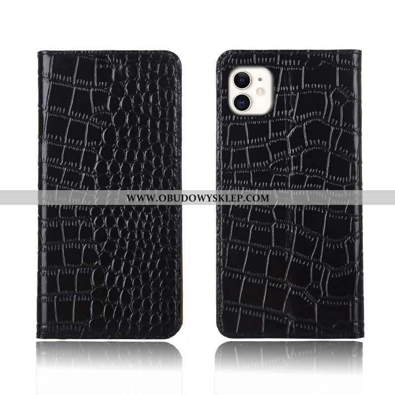 Futerał iPhone 11 Skórzane Etui Telefon Komórkowy Krokodyl, Pokrowce iPhone 11 Wzór Silikonowe Brązo