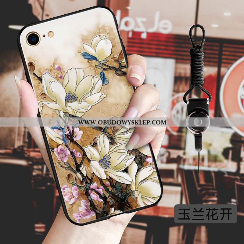 Futerał iPhone 8 Relief Kwiaty All Inclusive, Pokrowce iPhone 8 Vintage Niebieska