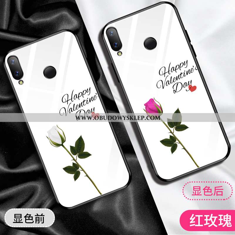 Obudowa Huawei P Smart 2020 Szkło Pu Futerał, Etui Huawei P Smart 2020 Piękny Czerwony Netto Biała
