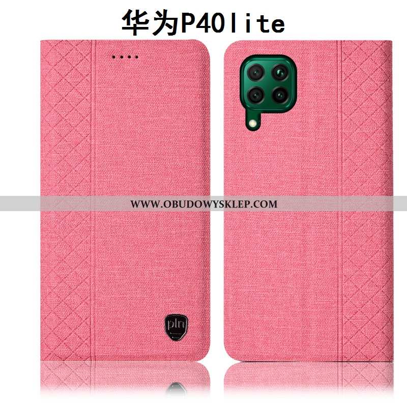 Obudowa Huawei P40 Lite Bawełna I Len Anti-fall Ochraniacz, Etui Huawei P40 Lite Skórzane Rozowa