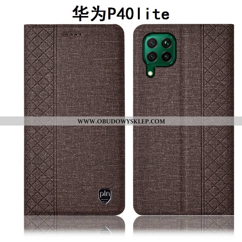 Obudowa Huawei P40 Lite Bawełna I Len Anti-fall Ochraniacz, Etui Huawei P40 Lite Skórzane Rozowa