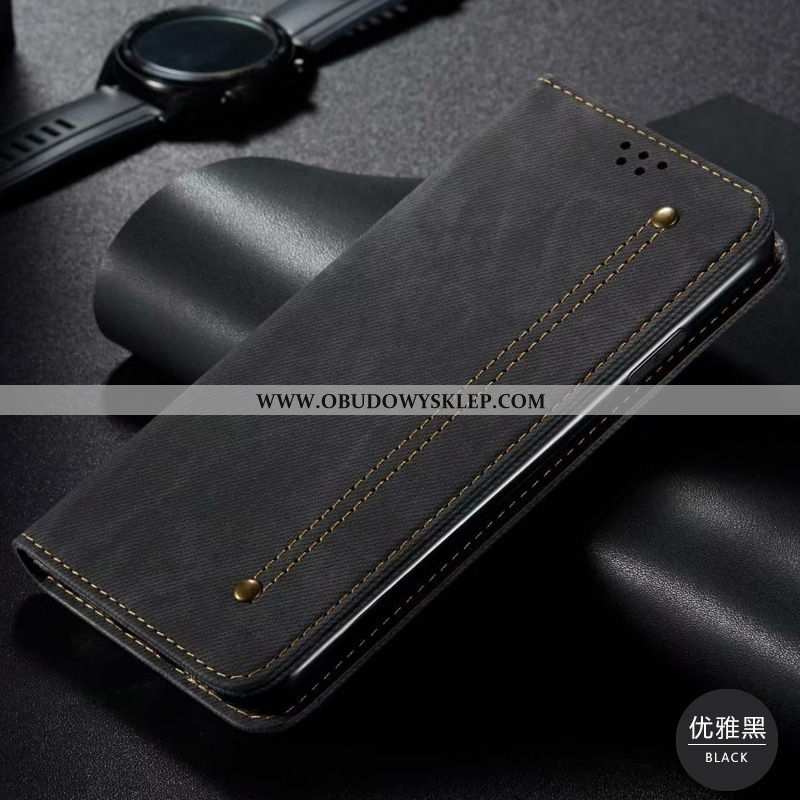 Obudowa Huawei P40 Lite Wzór Denim, Etui Huawei P40 Lite Skórzane Moda Brązowe