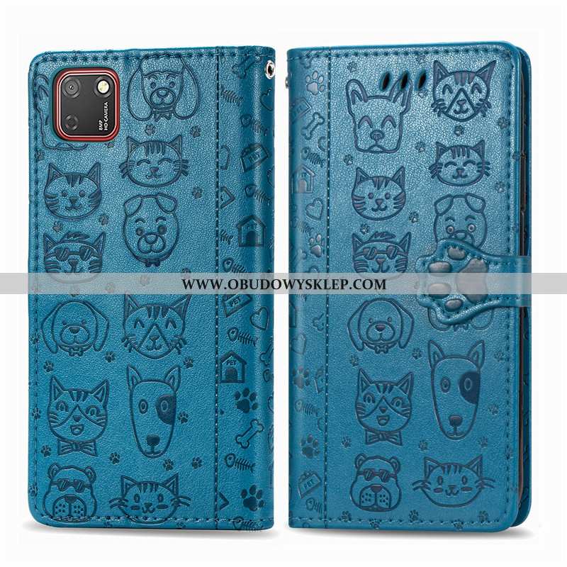 Obudowa Huawei Y5p Skórzane Etui Purpurowy Psy, Huawei Y5p Relief Relief Fioletowy