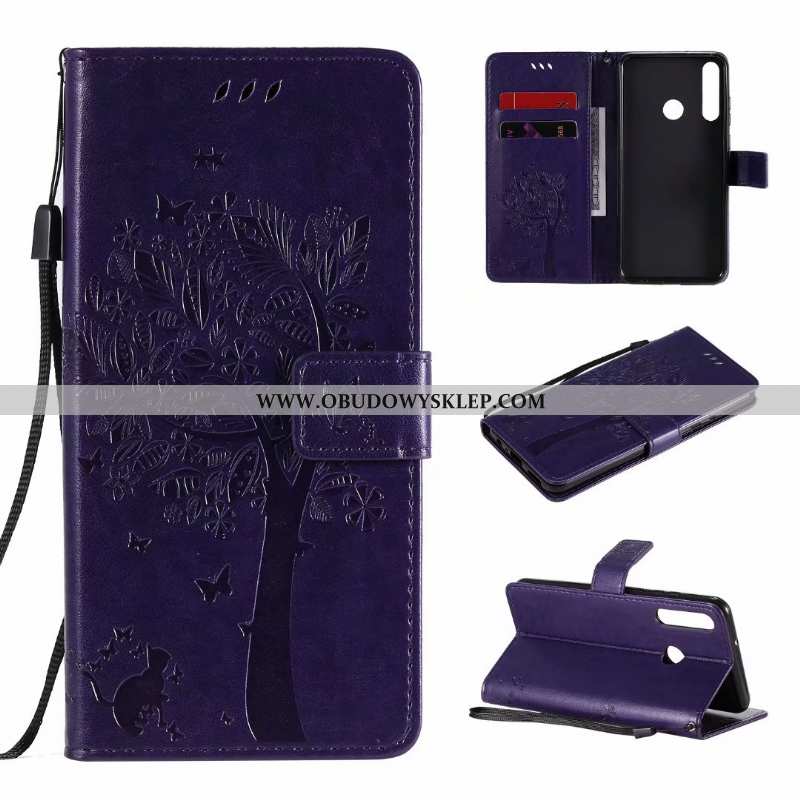 Obudowa Huawei Y6p Skórzane Etui Anti-fall, Huawei Y6p Portfel Ochraniacz Złote
