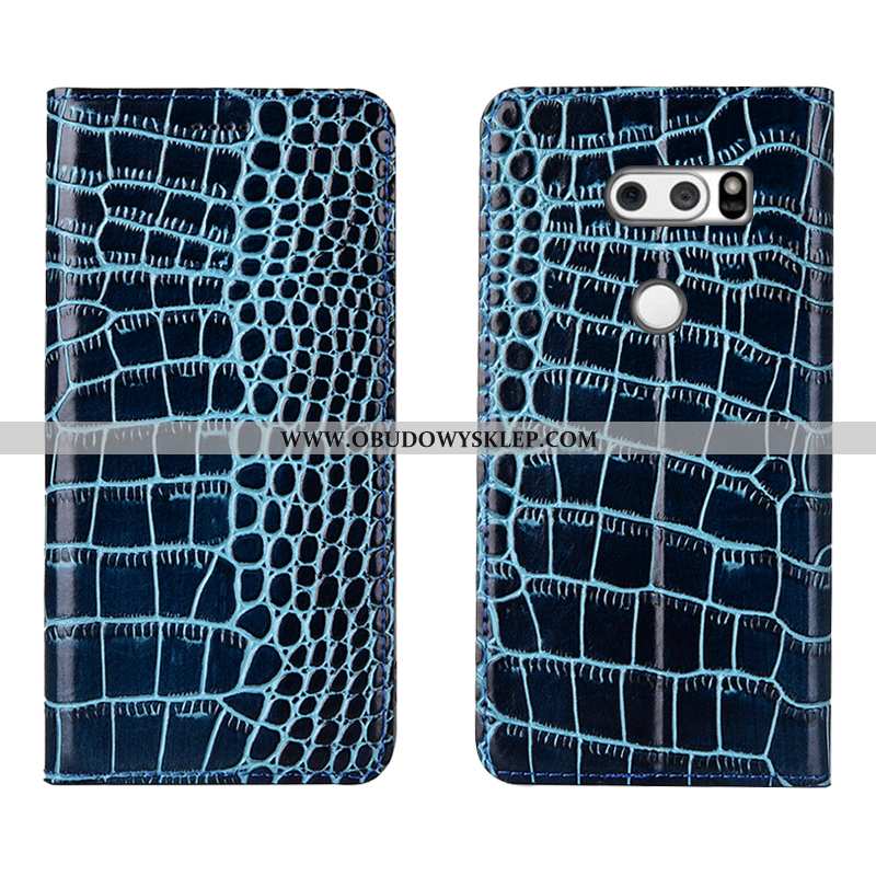 Obudowa Lg V30 Prawdziwa Skóra Krokodyl All Inclusive, Etui Lg V30 Ochraniacz Futerał Czerwona