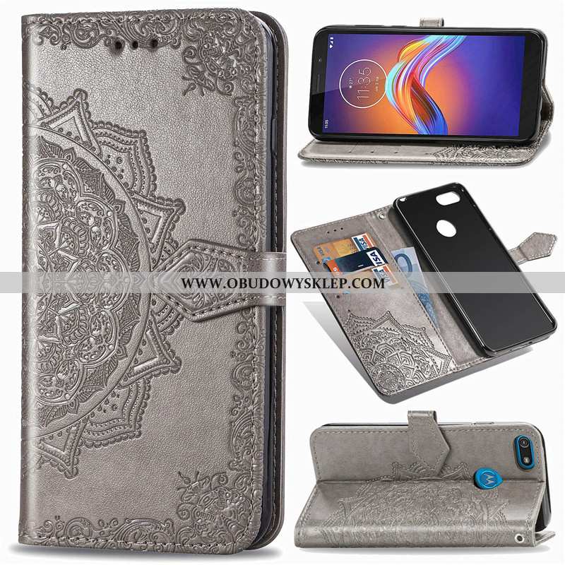 Obudowa Moto E6 Plus Relief Zielony Relief, Etui Moto E6 Plus Skóra Skórzane Zielone