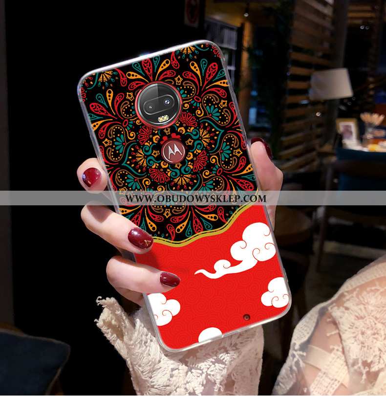 Obudowa Moto G7 Plus Trendy Futerał Telefon Komórkowy, Etui Moto G7 Plus Miękki Anti-fall Czerwona