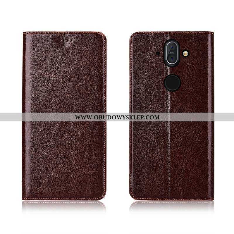 Obudowa Nokia 8 Sirocco Prawdziwa Skóra Skórzane Etui Czarny, Nokia 8 Sirocco Wzór Futerał Czarna