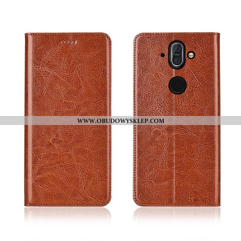 Obudowa Nokia 8 Sirocco Prawdziwa Skóra Skórzane Etui Czarny, Nokia 8 Sirocco Wzór Futerał Czarna