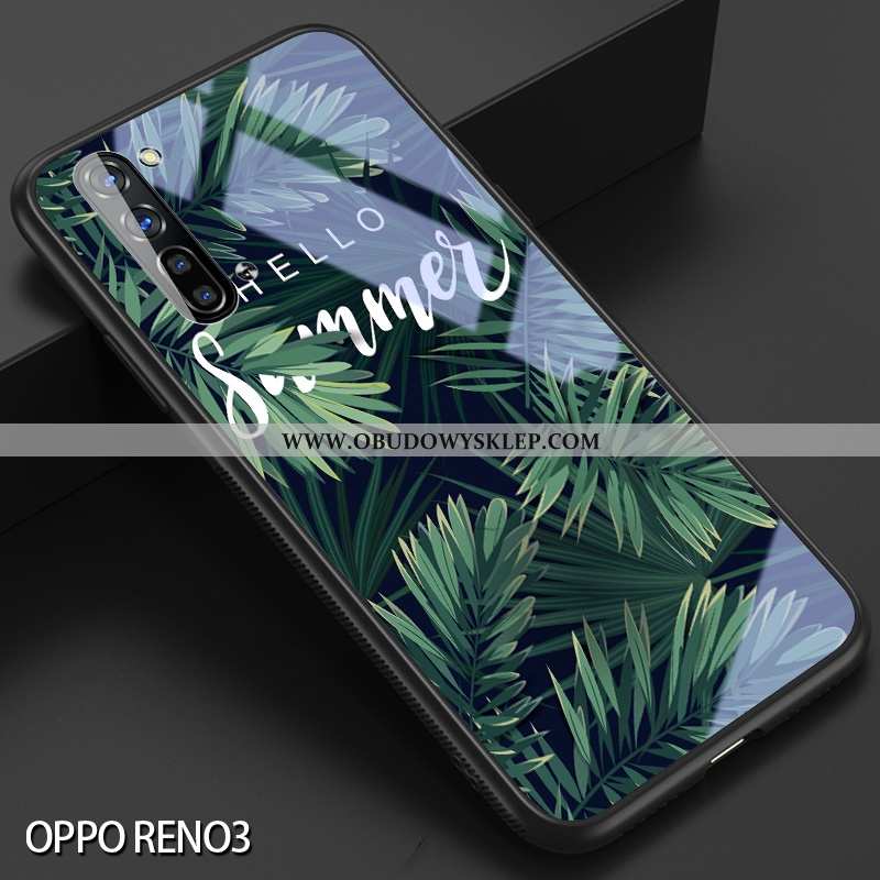 Obudowa Oppo Reno 3 Silikonowe Futerał Kreatywne, Etui Oppo Reno 3 Szkło Czerwony Netto Zielone