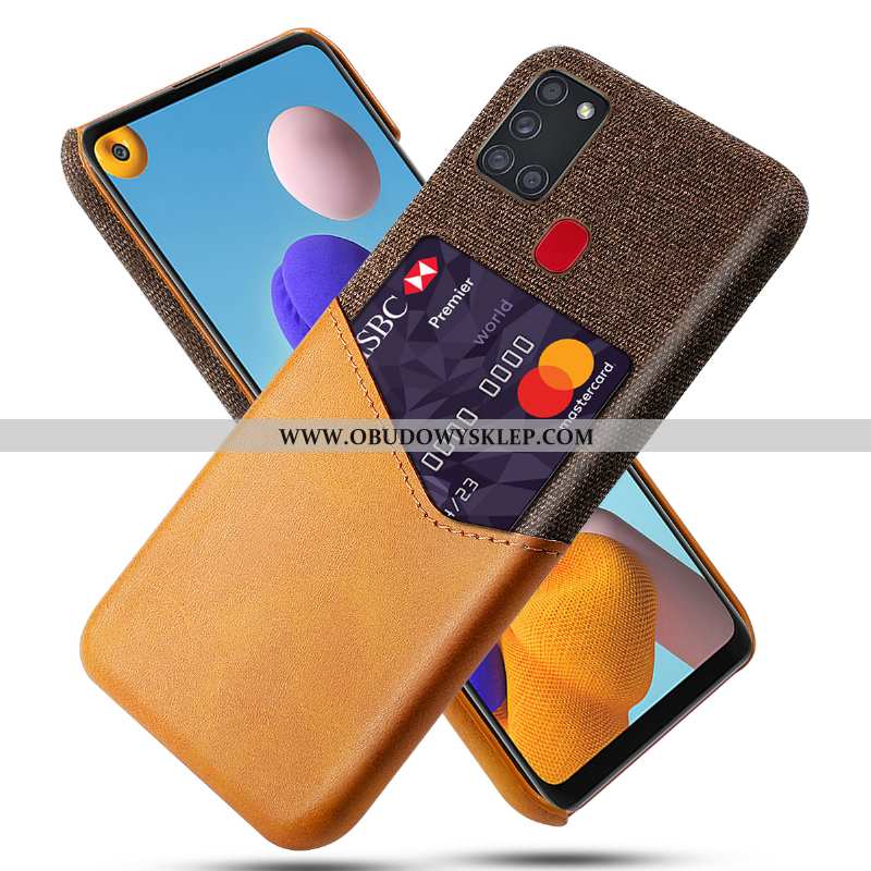 Obudowa Samsung Galaxy A21s Skórzane Etui Futerał Gwiazda, Samsung Galaxy A21s Osobowość Czerwony Cz