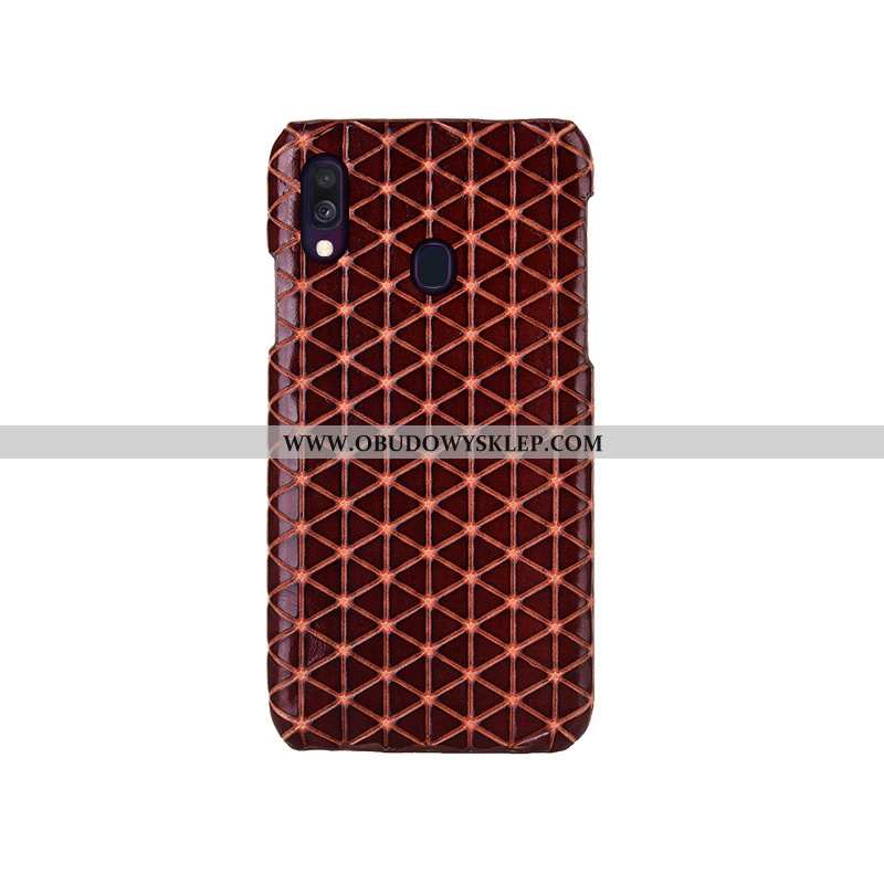 Obudowa Samsung Galaxy A40 Prawdziwa Skóra Moda Czarny, Etui Samsung Galaxy A40 Ochraniacz Futerał C