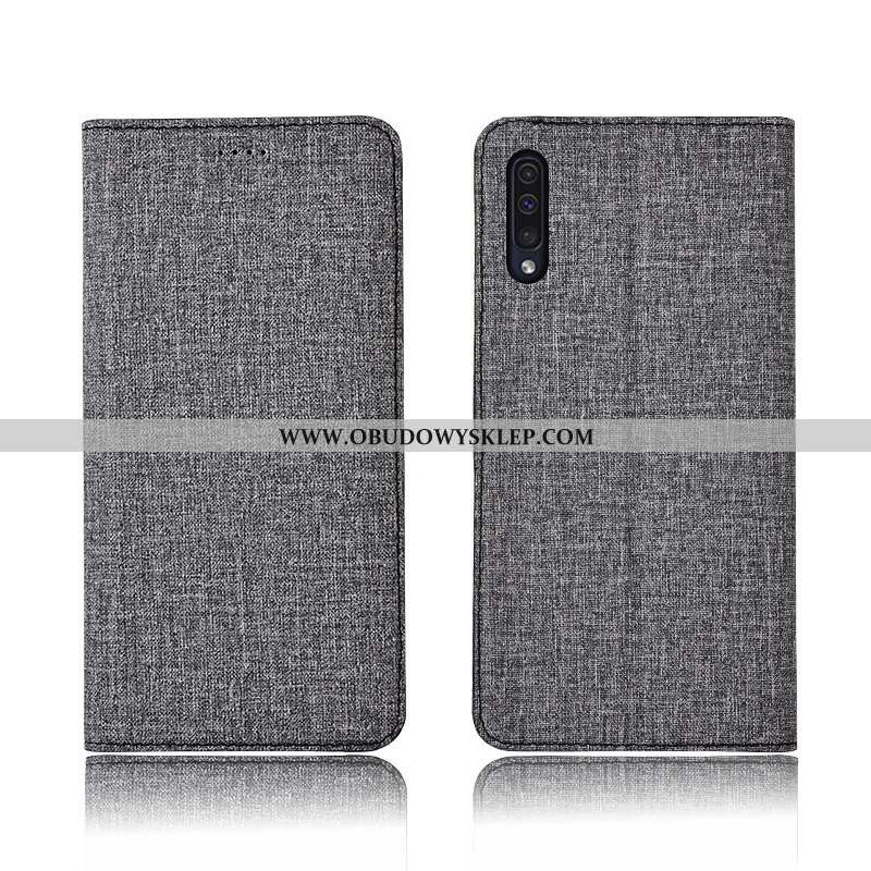 Obudowa Samsung Galaxy A50 Bawełna I Len Miękki Etui, Etui Samsung Galaxy A50 Skórzane Nubuku Niebie