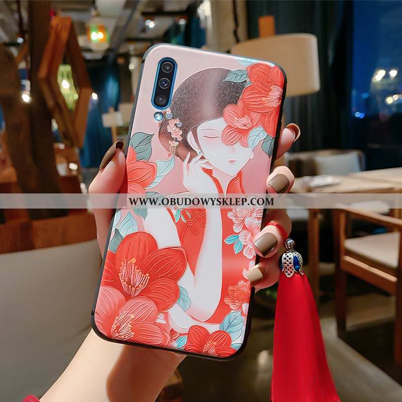 Obudowa Samsung Galaxy A50 Vintage Silikonowe Etui, Etui Samsung Galaxy A50 Super Gwiazda Czerwona