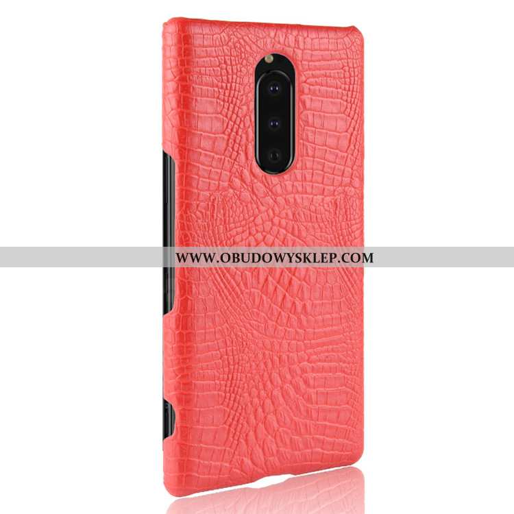 Obudowa Sony Xperia 1 Ochraniacz Trudno Krokodyl, Etui Sony Xperia 1 Skóra Jakość Granatowy