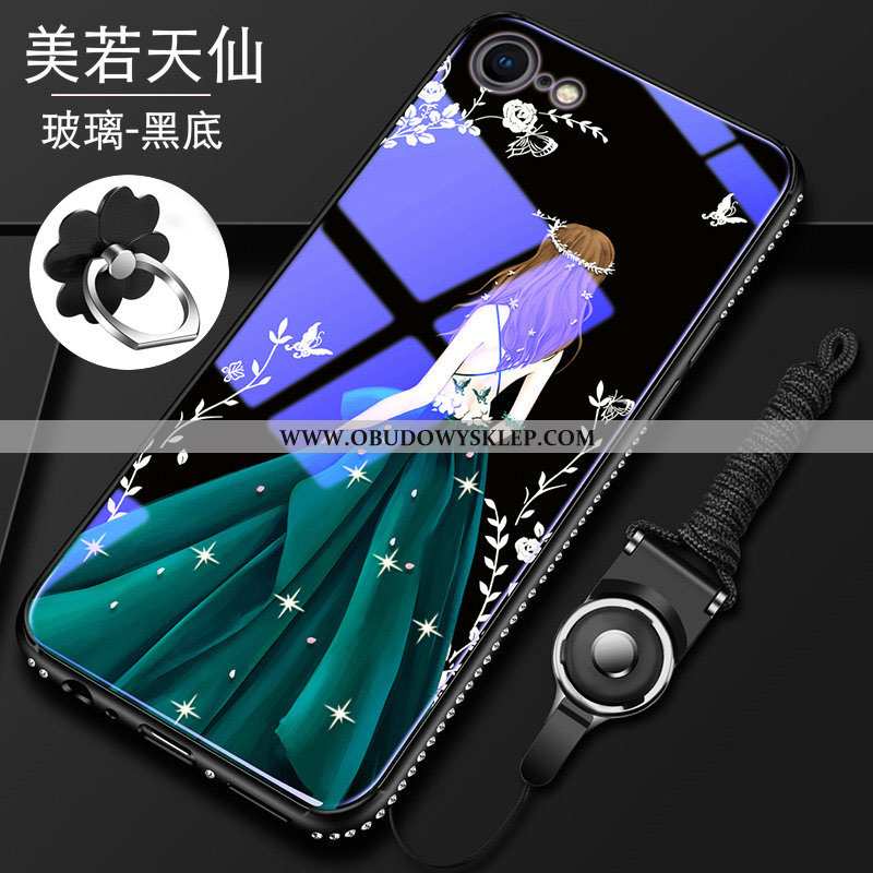 Obudowa iPhone 8 Ochraniacz All Inclusive Pu, Etui iPhone 8 Szkło Anti-fall Niebieska