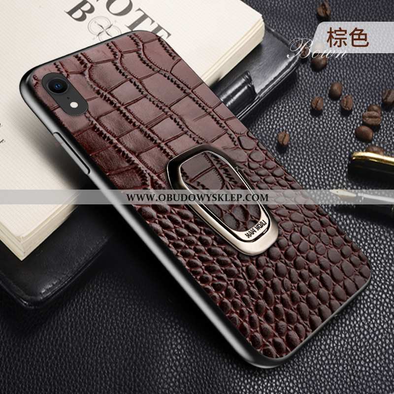 Obudowa iPhone Xr Prawdziwa Skóra All Inclusive Telefon Komórkowy, Etui iPhone Xr Skóra Wspornik Bor