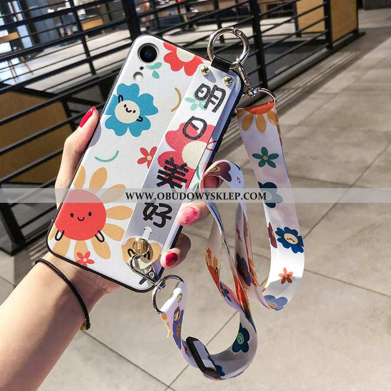 Obudowa iPhone Xr Wiszące Ozdoby Futerał Purpurowy, Etui iPhone Xr Słonecznik Serce Fioletowy
