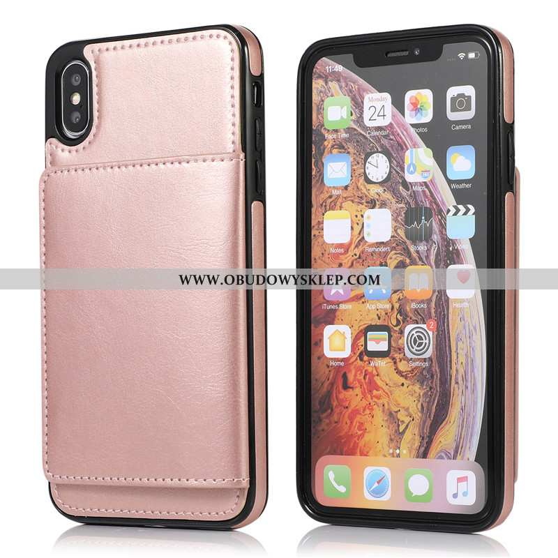 Obudowa iPhone Xs Max Skórzane Etui Różowe Pakiet Kart, iPhone Xs Max Kreatywne Portfel Rozowa