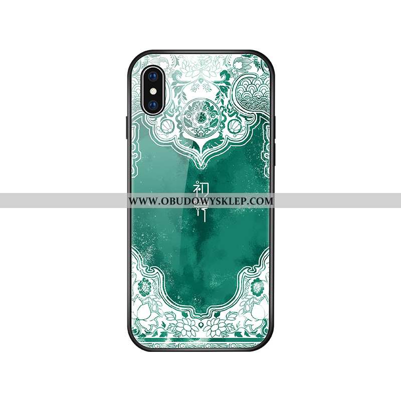 Obudowa iPhone Xs Ochraniacz Chiński Styl Etui, Etui iPhone Xs Szkło Osobowość Niebieska