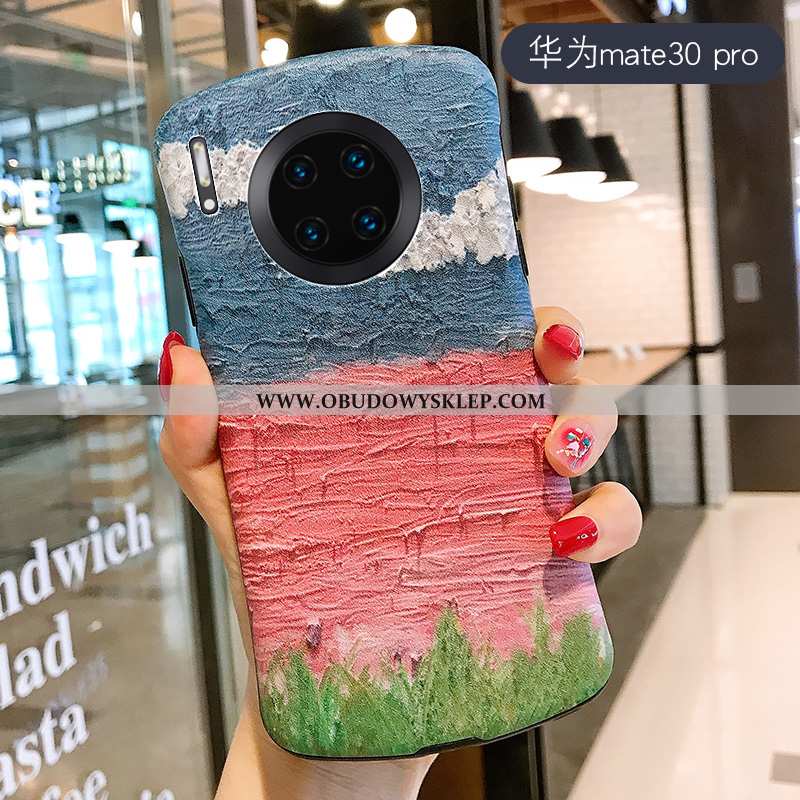 Pokrowce Huawei Mate 30 Pro Relief Niebieski Futerał, Obudowa Huawei Mate 30 Pro Wzór Osobowość Nieb