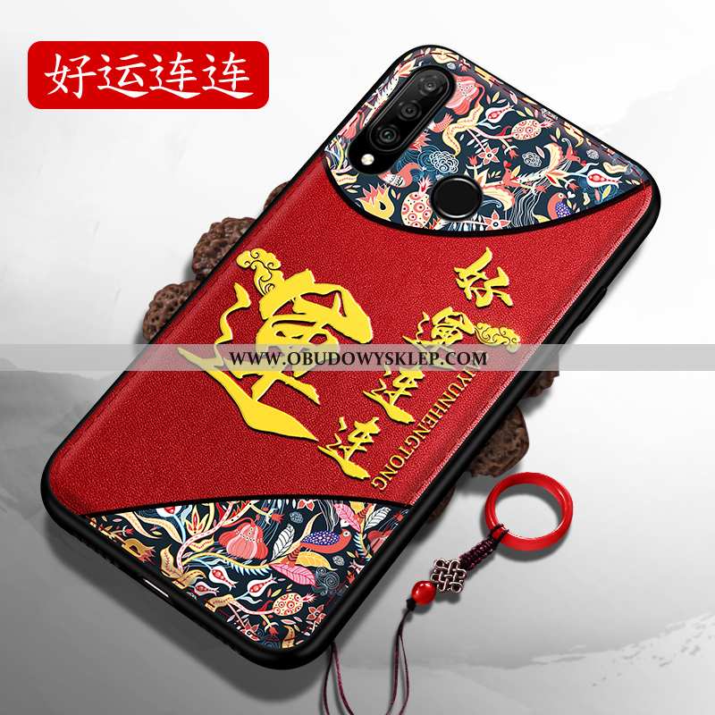 Pokrowce Huawei P30 Lite Nubuku Silikonowe Futerał, Obudowa Huawei P30 Lite Relief Czerwony Czerwona