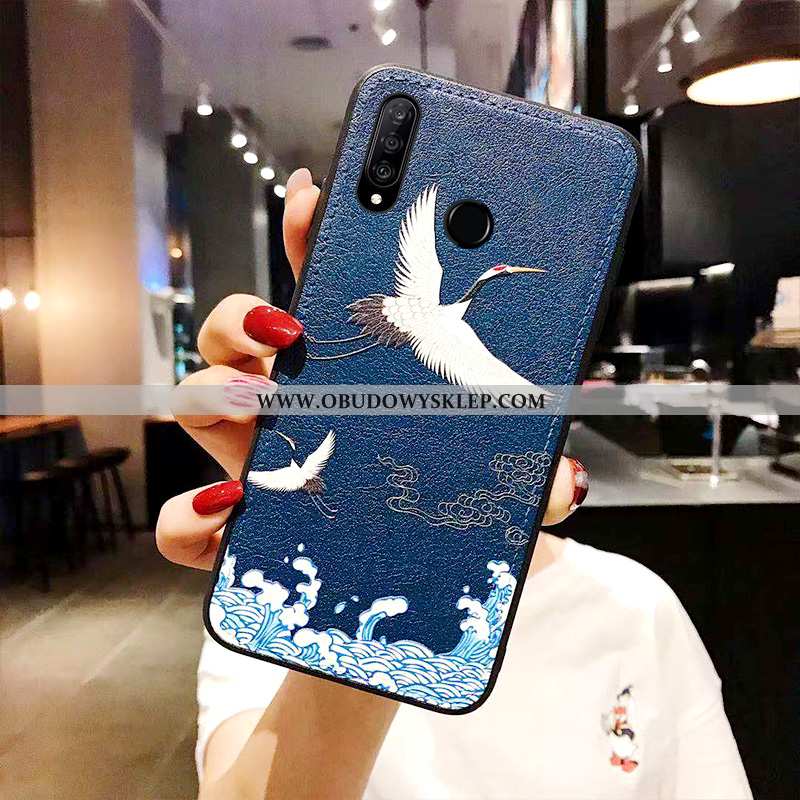 Pokrowce Huawei P30 Lite Xl Wzór Klasyczna Skóra, Obudowa Huawei P30 Lite Xl Trendy Futerał Granatow