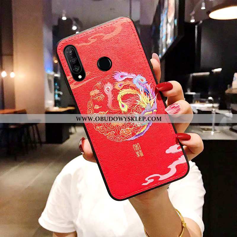 Pokrowce Huawei P30 Lite Xl Wzór Klasyczna Skóra, Obudowa Huawei P30 Lite Xl Trendy Futerał Granatow