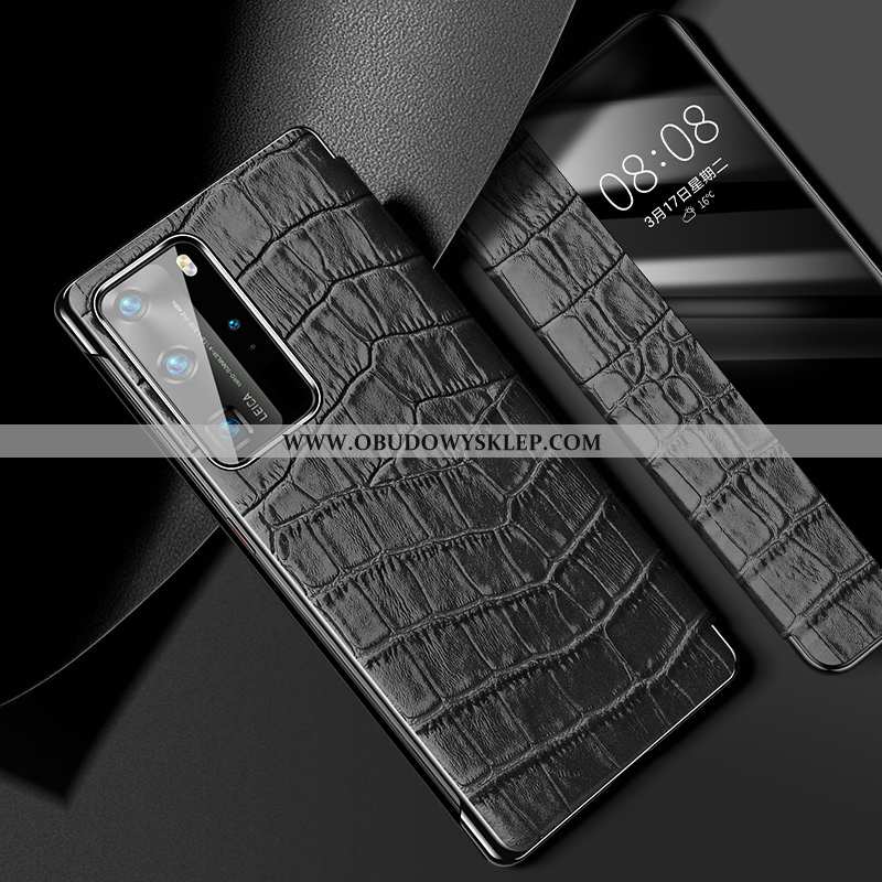 Pokrowce Huawei P40 Pro Ochraniacz Biznes Krokodyl, Obudowa Huawei P40 Pro Skórzane Etui Super Grana