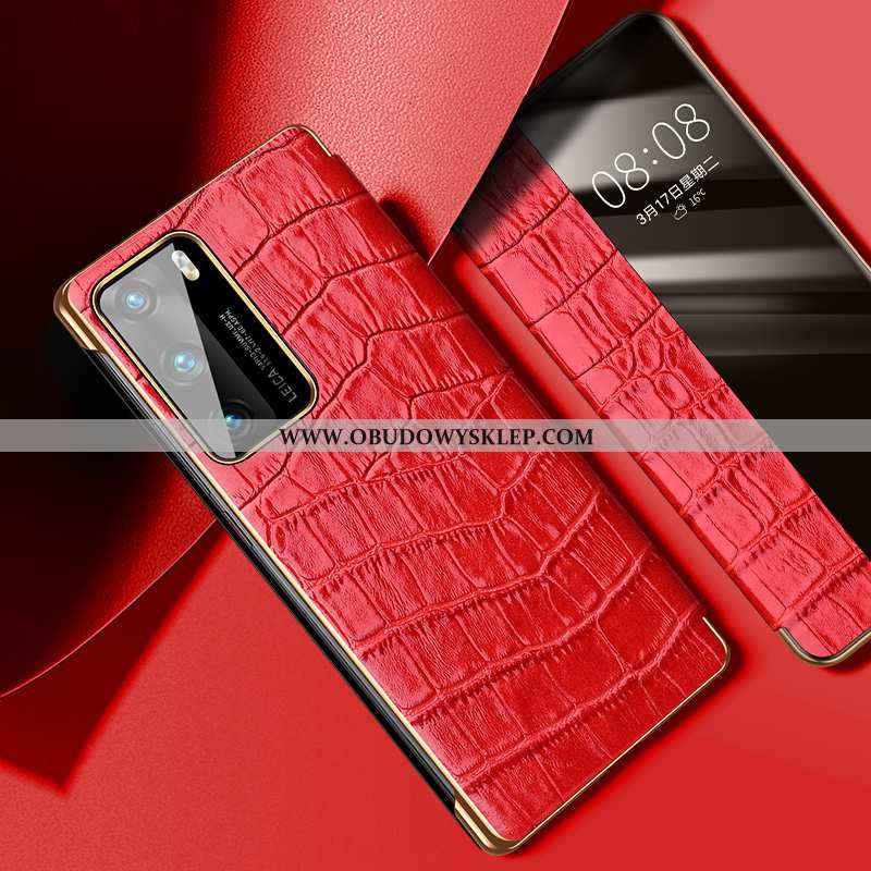 Pokrowce Huawei P40 Pro Ochraniacz Biznes Krokodyl, Obudowa Huawei P40 Pro Skórzane Etui Super Grana