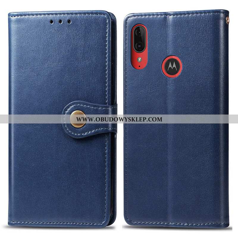 Pokrowce Moto E6 Plus Wiszące Ozdoby Futerał Skórzane Etui, Obudowa Moto E6 Plus Skóra Biznes Czerwo