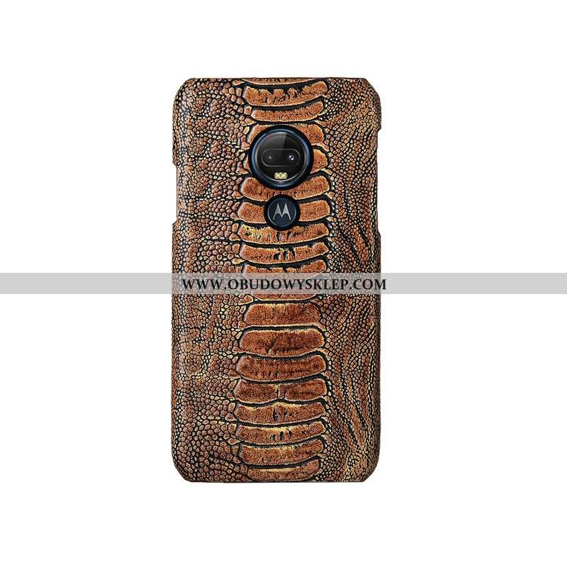Pokrowce Moto G7 Plus Kreatywne Futerał Moda, Obudowa Moto G7 Plus Prawdziwa Skóra Anti-fall Niebies