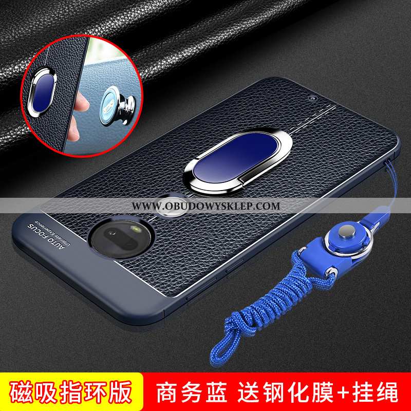 Pokrowce Moto G7 Plus Skóra Futerał Ring, Obudowa Moto G7 Plus Wzór Etui Czerwona