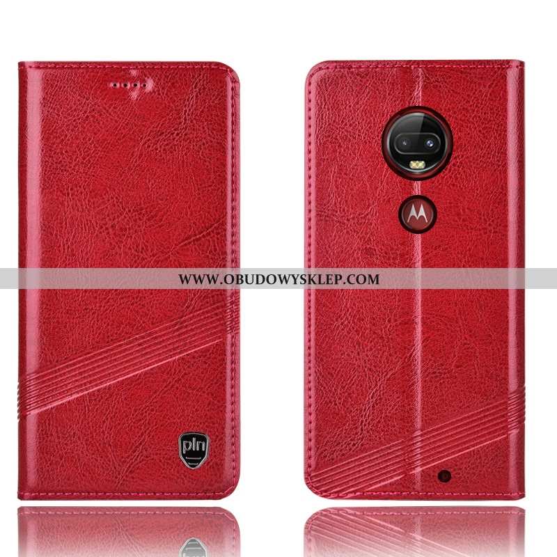 Pokrowce Moto G7 Plus Skórzane Etui Futerał, Obudowa Moto G7 Plus Ochraniacz All Inclusive Brązowe