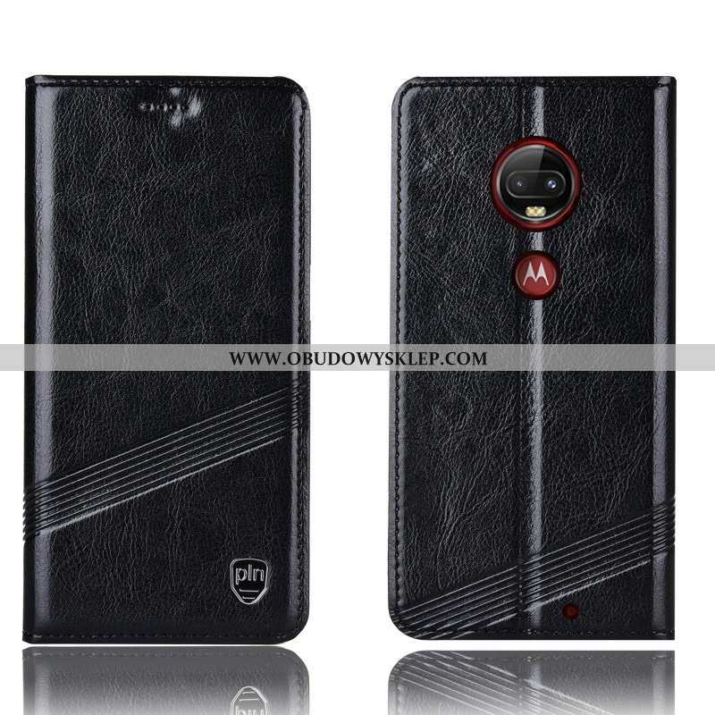 Pokrowce Moto G7 Plus Skórzane Etui Futerał, Obudowa Moto G7 Plus Ochraniacz All Inclusive Brązowe