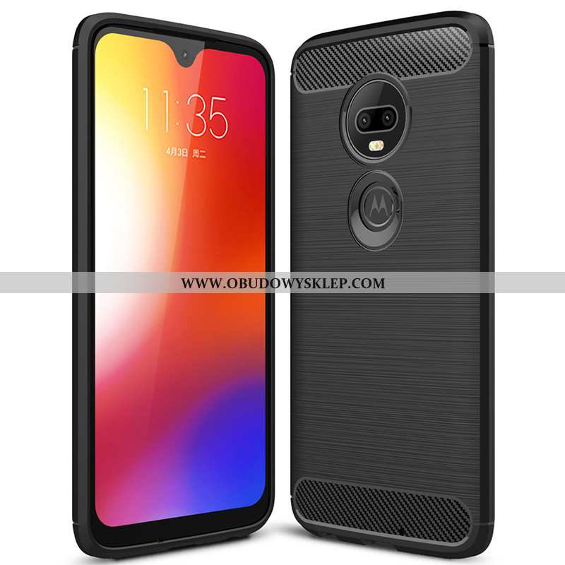 Pokrowce Moto G7 Plus Trendy Proste Silikonowe, Obudowa Moto G7 Plus Miękki Włókno Czarna