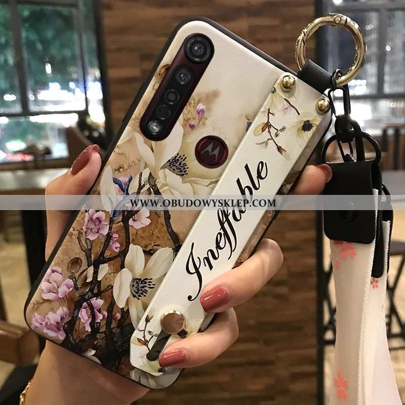 Pokrowce Moto G8 Plus Miękki Kwiaty Wspornik, Obudowa Moto G8 Plus Ochraniacz Mały Rozowa