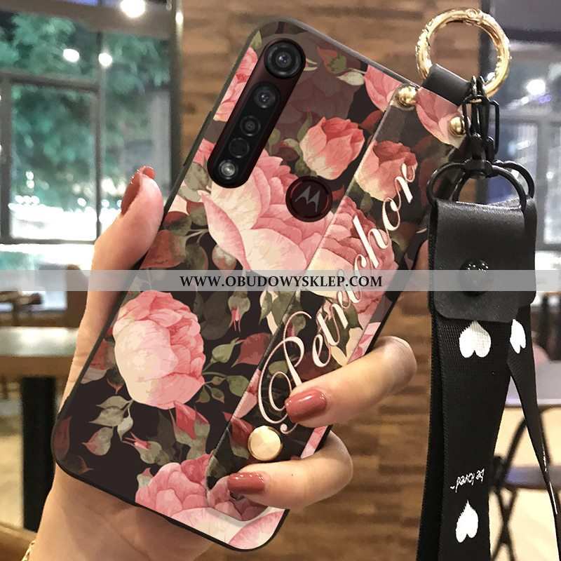 Pokrowce Moto G8 Plus Miękki Kwiaty Wspornik, Obudowa Moto G8 Plus Ochraniacz Mały Rozowa