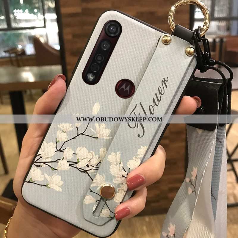 Pokrowce Moto G8 Plus Miękki Kwiaty Wspornik, Obudowa Moto G8 Plus Ochraniacz Mały Rozowa