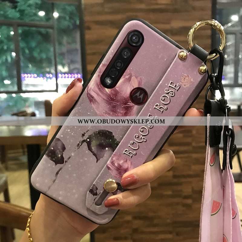 Pokrowce Moto G8 Plus Miękki Kwiaty Wspornik, Obudowa Moto G8 Plus Ochraniacz Mały Rozowa