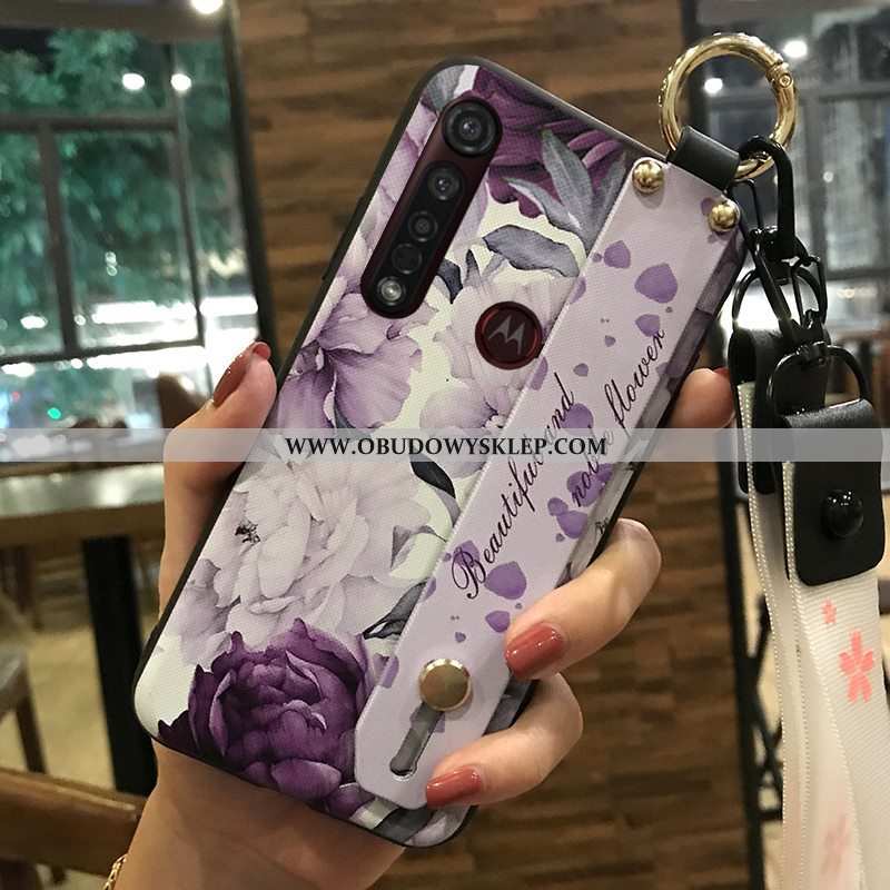 Pokrowce Moto G8 Plus Miękki Kwiaty Wspornik, Obudowa Moto G8 Plus Ochraniacz Mały Rozowa