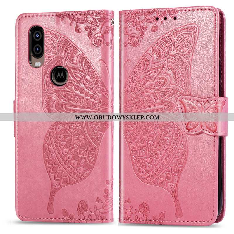 Pokrowce Motorola One Vision Skórzane Etui Motyl Kwiaty, Obudowa Motorola One Vision Wiszące Ozdoby 