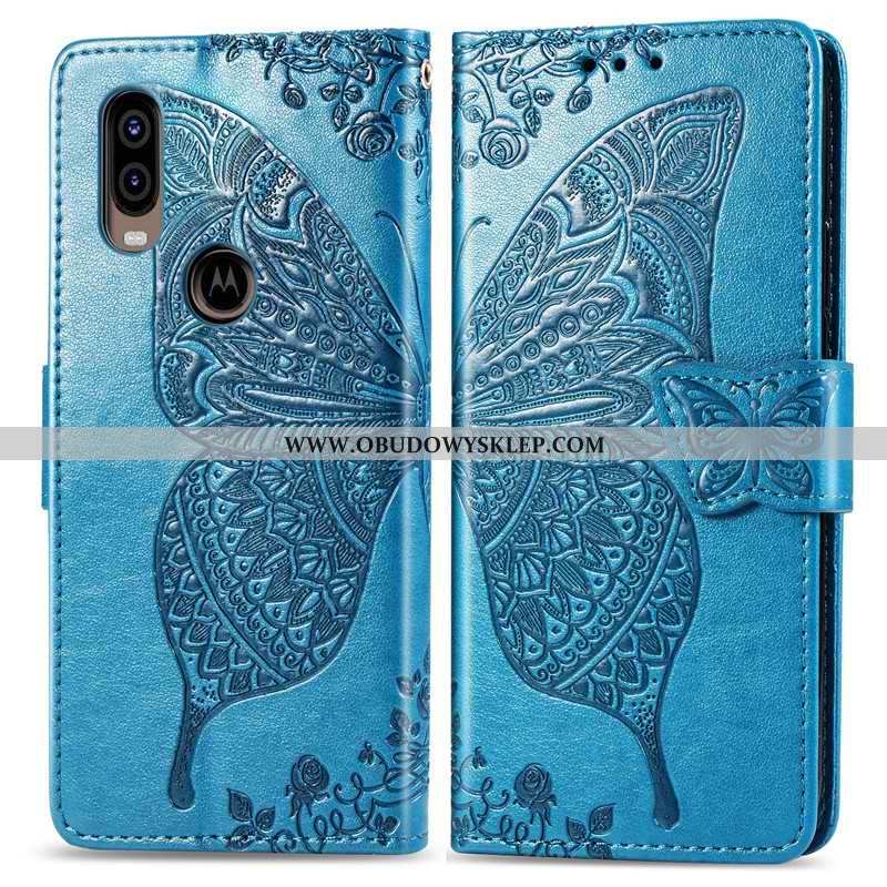 Pokrowce Motorola One Vision Skórzane Etui Motyl Kwiaty, Obudowa Motorola One Vision Wiszące Ozdoby 