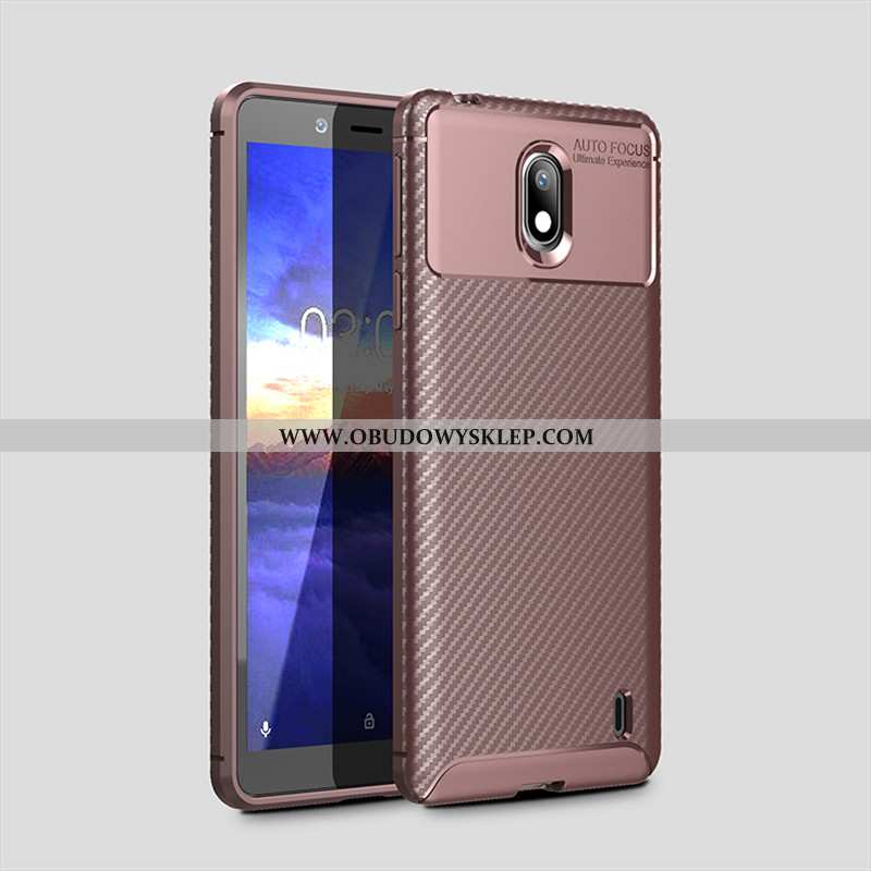 Pokrowce Nokia 1 Plus Miękki Wzór Włókno, Obudowa Nokia 1 Plus Ochraniacz Nubuku Brązowe